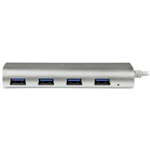 StarTech.com ST43004UA interface hub USB 3.2 Gen 1 (3.1 Gen 1) Type-A 5000 Mbit/s Silver, White