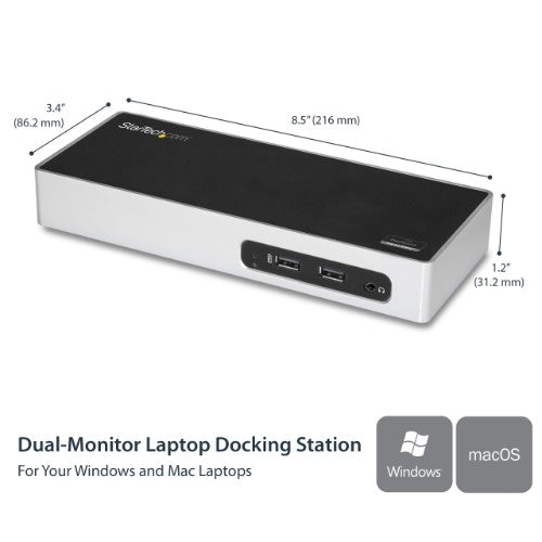 StarTech.com DK30ADD laptop dock/port replicator Wired USB 3.2 Gen 1 (3.1 Gen 1) Type-B Black, Silver