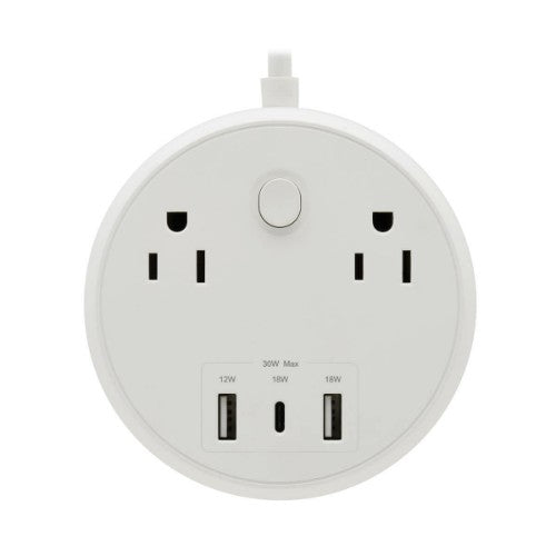 Tripp Lite TLP26PD30WCAM surge protector White 2 AC outlet(s) 120 V 72" (1.83 m)