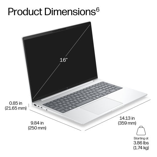 HP EliteBook 8 G2a 16 inch Notebook Next Gen AI PC Wolf Pro Security Edition Copilot+ PC Laptop 16" Touchscreen WUXGA 32 GB LPDDR5x-SDRAM 512 GB SSD Wi-Fi 7 (802.11be) Windows 11 Pro Silver