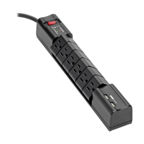 Tripp Lite TLP608RUSBB surge protector Black 6 AC outlet(s) 96.1" (2.44 m)