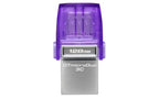 Kingston Technology DataTraveler microDuo 3C USB flash drive 128 GB USB Type-A / USB Type-C 3.2 Gen 1 (3.1 Gen 1) Stainless steel, Purple