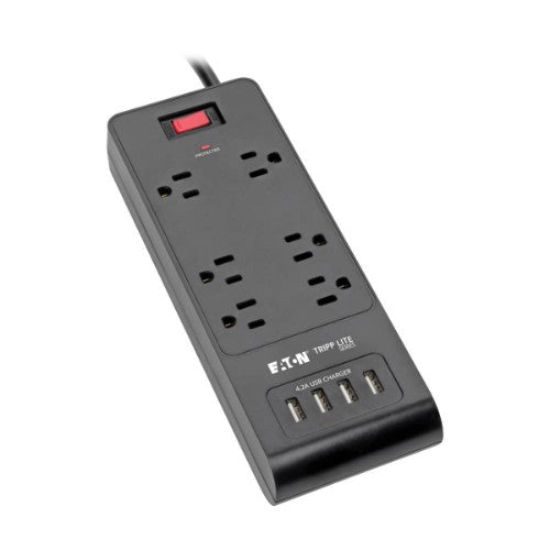 Tripp Lite TLP664USBB surge protector Black 6 AC outlet(s) 120 V 72" (1.83 m)