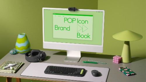 Logitech POP Icon Combo keyboard Mouse included Universal Bluetooth QWERTY English Granite, Green