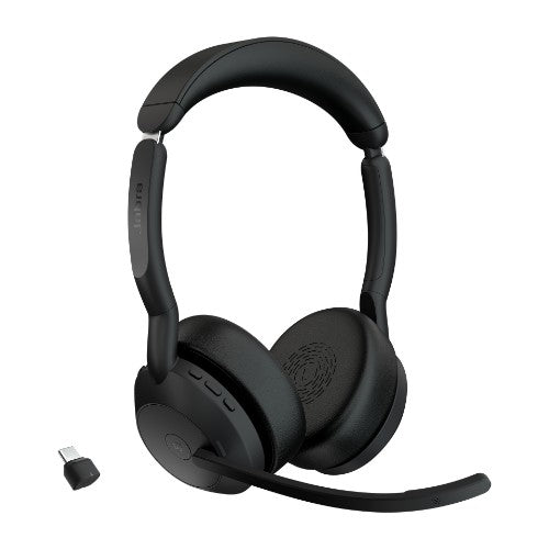Jabra Evolve2 55 Headset Wired & Wireless Head-band Office/Call center Bluetooth Charging stand Black