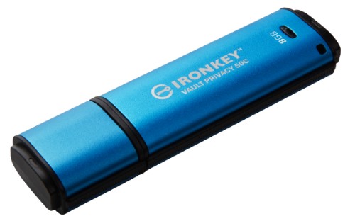 Kingston Technology IronKey Vault Privacy 50 USB flash drive 8 GB USB Type-C 3.2 Gen 1 (3.1 Gen 1) Black, Blue