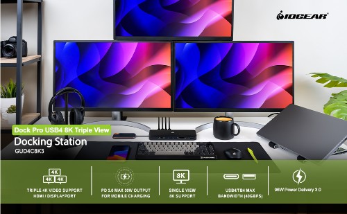 iogear GUD4C8K3 notebook dock/port replicator Wired Thunderbolt 4 Black