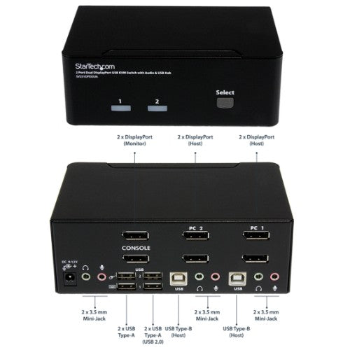 StarTech.com SV231DPDDUA2 KVM switch Black
