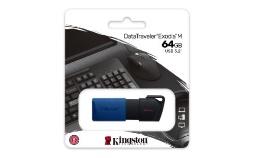 Kingston Technology DataTraveler Exodia M USB flash drive 64 GB USB Type-A 3.2 Gen 1 (3.1 Gen 1) Black, Blue