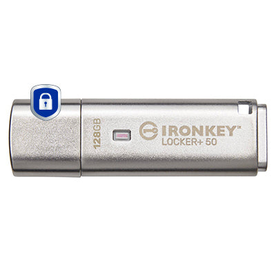 Kingston Technology IronKey Locker+ 50 USB flash drive 128 GB USB Type-A 3.2 Gen 1 (3.1 Gen 1) Silver