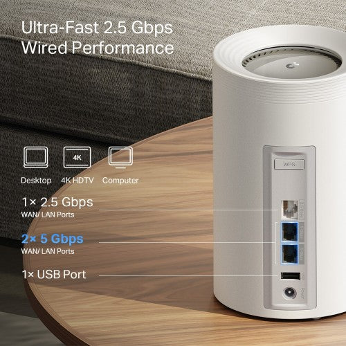 TP-Link Deco BE65 Pro (2-pack) Tri-band (2.4 GHz / 5 GHz / 6 GHz) Wi-Fi 7 (802.11be) White 3 Internal