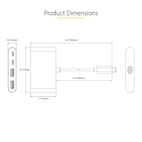 StarTech.com 5G2A2CPDB-USB-C-HUB interface hub USB 3.2 Gen 1 (3.1 Gen 1) Type-C 5000 Mbit/s Gray