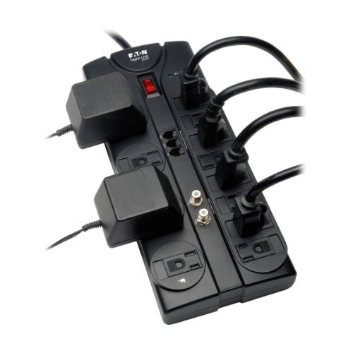 Tripp Lite TLP1208TELTV surge protector Black 12 AC outlet(s) 120 V 94.5" (2.4 m)