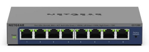 NETGEAR GS108E-400NAS network switch Unmanaged L2/L3 Gigabit Ethernet (10/100/1000) Gray