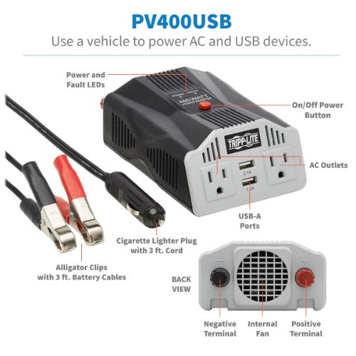 Tripp Lite PV400USB power adapter/inverter Auto 400 W Silver