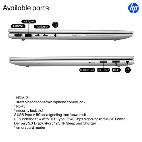 HP EliteBook 6 G1i AI PC Wolf Pro Security Edition Intel Core Ultra 5 235U Laptop 16" WUXGA 16 GB DDR5-SDRAM 512 GB SSD Wi-Fi 7 (802.11be) Windows 11 Pro Silver