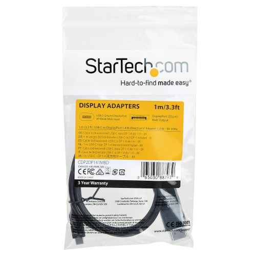 StarTech.com CDP2DP141MBD video cable adapter 39.4" (1 m) USB Type-C DisplayPort Black