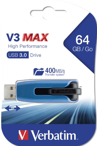 Verbatim Store 'n' Go V3 Max USB flash drive 64 GB USB Type-A 3.2 Gen 1 (3.1 Gen 1) Blue