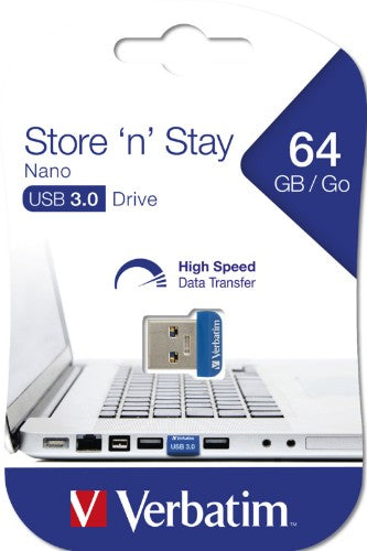Verbatim Store 'n' Stay Nano USB flash drive 64 GB USB Type-A 3.2 Gen 1 (3.1 Gen 1) Blue