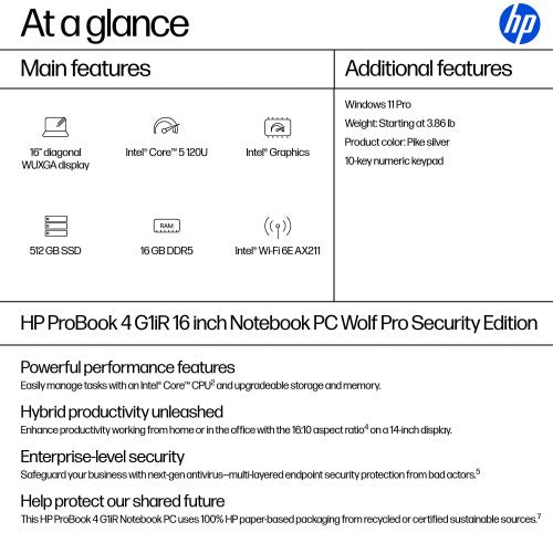 HP ProBook 4 G1iR 16 inch Notebook PC Wolf Pro Security Edition