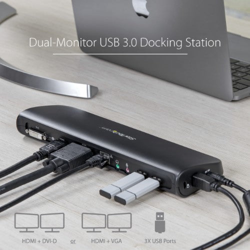 StarTech.com USB3SDOCKHDV laptop dock/port replicator Wired USB 3.2 Gen 1 (3.1 Gen 1) Type-B Black
