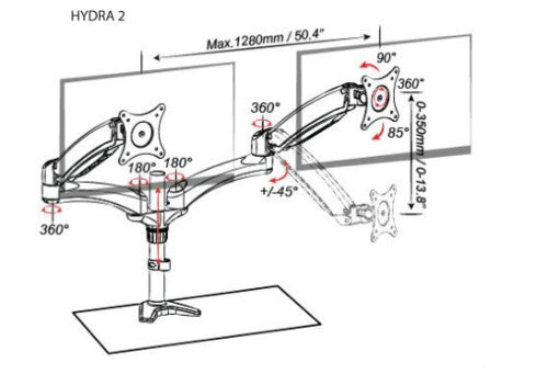 Amer Networks Hydra 2 29" Clamp Black, Chrome, White