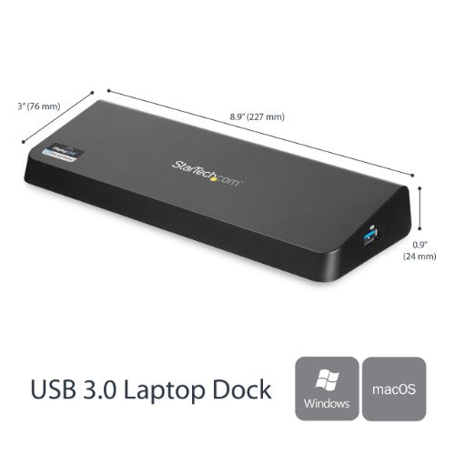 StarTech.com USB3DOCKHDPC laptop dock/port replicator Wired USB 3.2 Gen 1 (3.1 Gen 1) Type-B Black