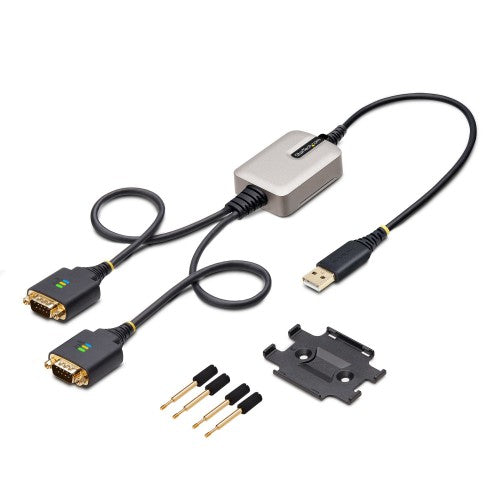 StarTech.com 2P1FFC-USB-SERIAL cable gender changer USB-A 2 x DB-9 RS-232 Black, Gray