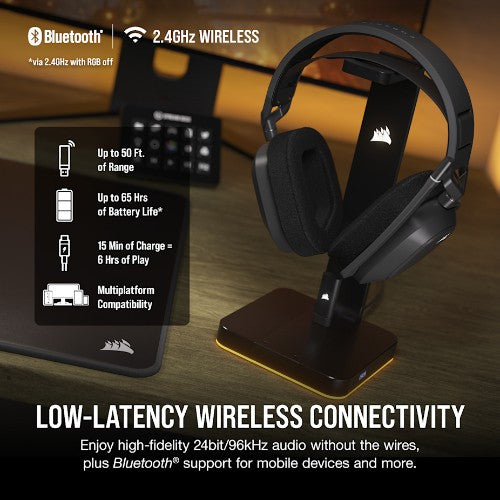 Corsair HS80 MAX Headset Wireless Head-band Gaming Bluetooth Black