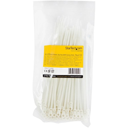 StarTech.com CBMZTS10N8 cable tie Releasable cable tie Nylon White 100 pc(s)