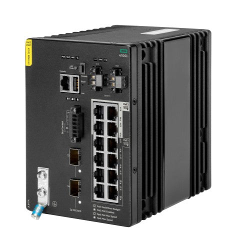 HPE Aruba Networking CX 4100i 12p 1GbE 8p Class4 PoE and 4p Class6 PoE 2p SFP+ DIN Mount Switch
