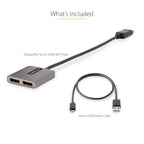 StarTech.com MST14DP122HD video cable adapter 11.8" (0.3 m) DisplayPort 2 x HDMI Black, Gray