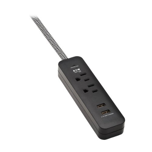 Tripp Lite TLP206USB surge protector Black 2 AC outlet(s) 110 - 125 V 72" (1.83 m)