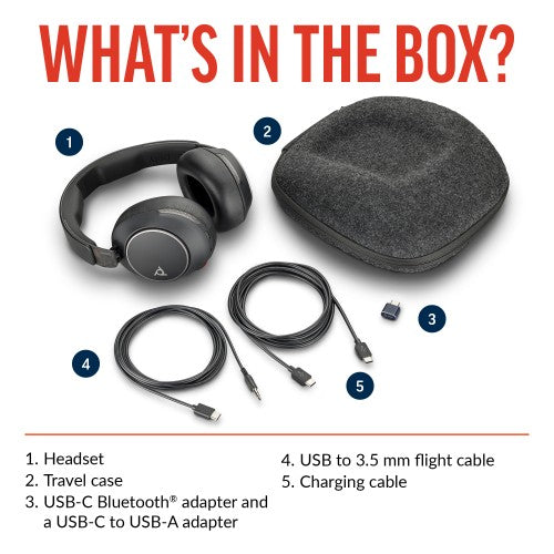 HP Poly Voyager Surround 80 UC USB-C Headset +USB-C/A Adapter