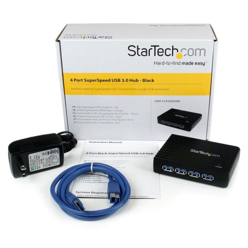 StarTech.com ST4300USB3 interface hub USB 3.2 Gen 1 (3.1 Gen 1) Type-B 5000 Mbit/s Black