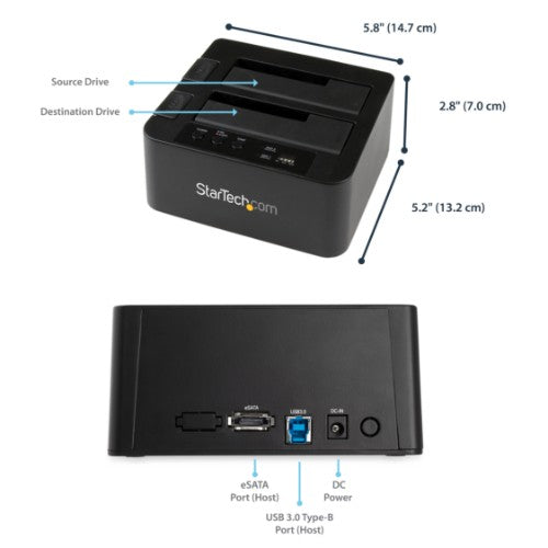 StarTech.com SDOCK2U33RE media duplicator HDD/SSD duplicator Black 1 copies