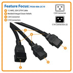 Tripp Lite P036-006-2C19 power cable Black 70.9" (1.8 m) IEC C20 2 x C19 coupler